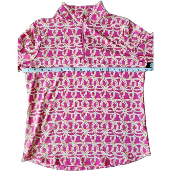 Ibkul Ubhot Shiloh Pink Orange Megaheat Long Sleeve Mock Golf Shirt Size Medium - Picture 6 of 7